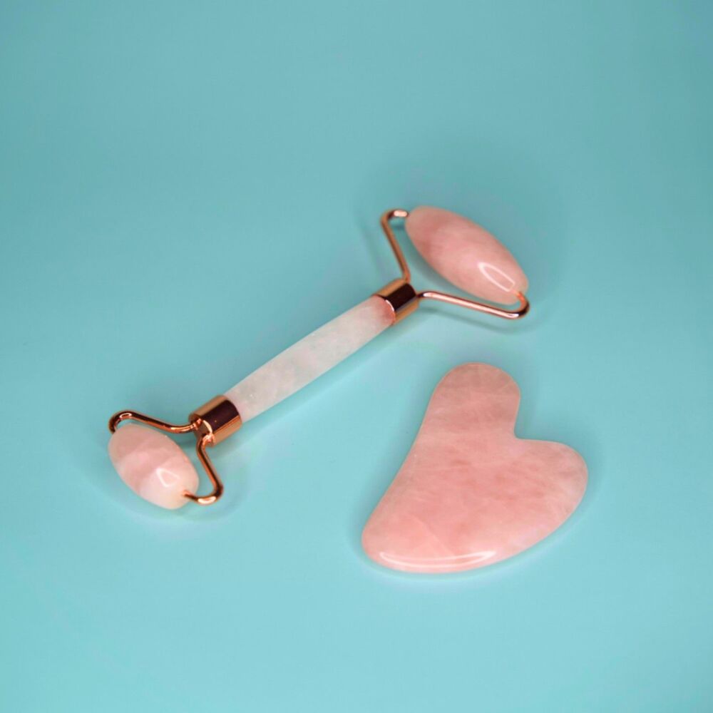Beautimate Rose Quartz Jade Roller‎ Gua Sha